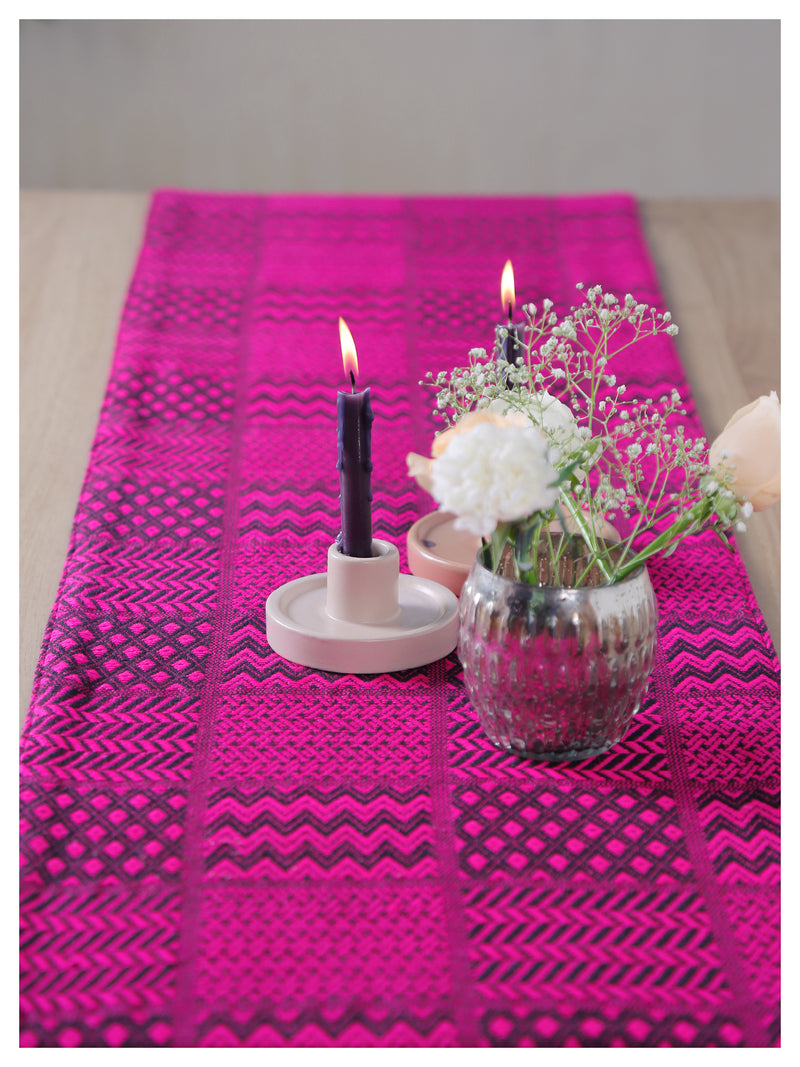 Fuchsia and Black Patterned Table Runner