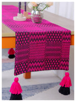 Fuchsia and Black Patterned Table Runner