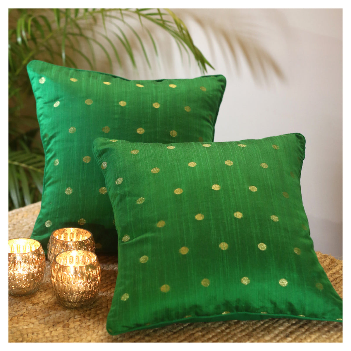 Diya Celebration Cushion - Green