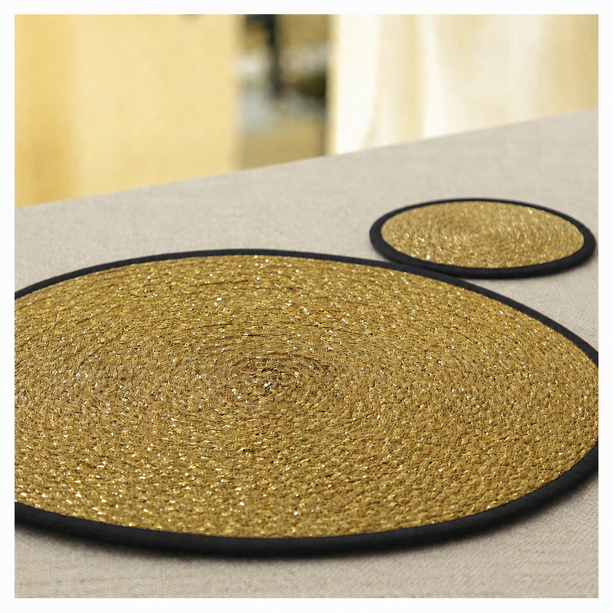 Spelt Shimmer Round Table Mats - Black