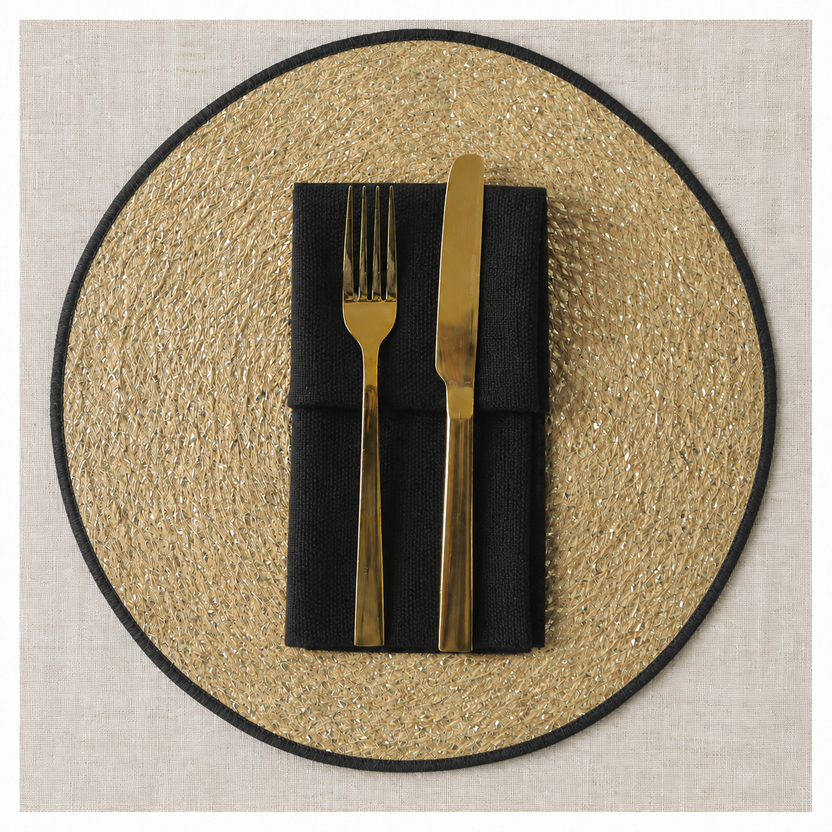 Spelt Shimmer Round Table Mats - Black