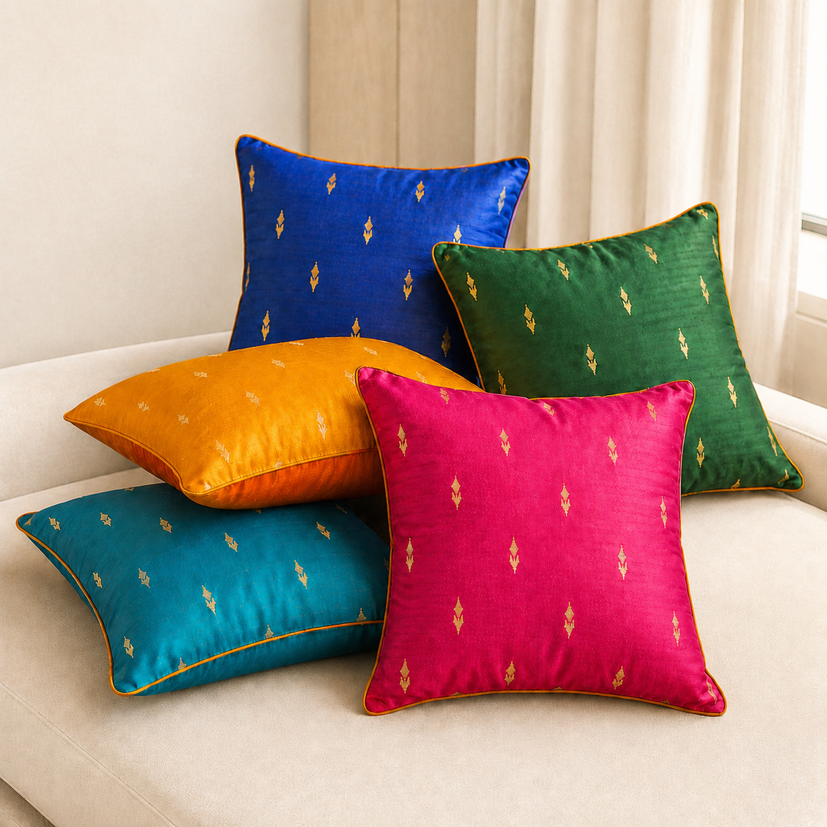 Noor Cushion Covers – Jewel Toned Set of 5