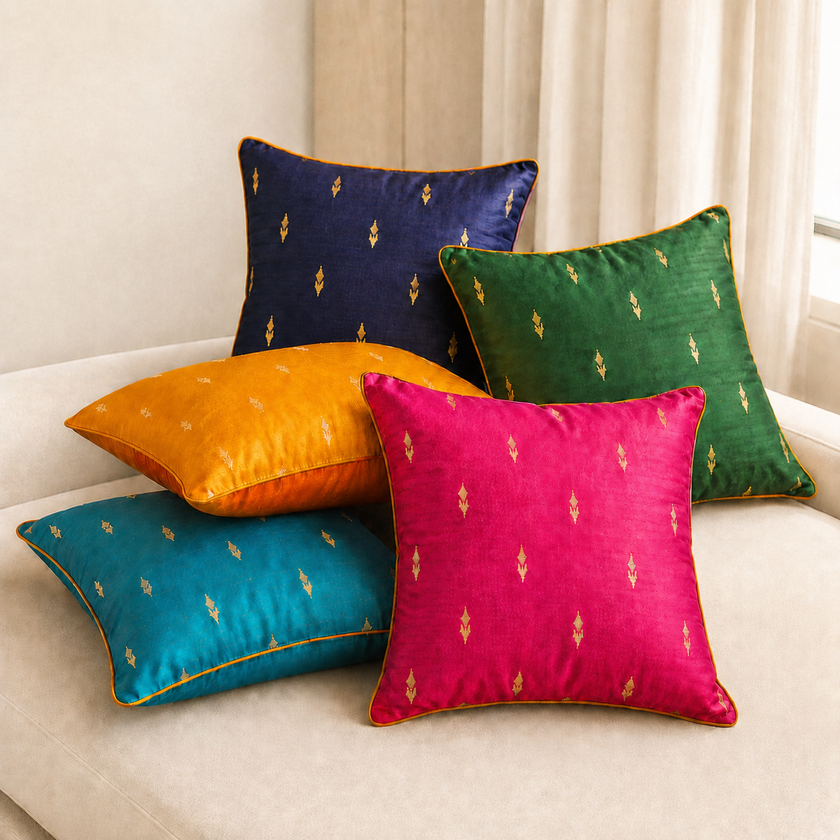 Noor Cushion Covers – Jewel Toned Set of 5