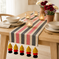 Tasseled Table Runner - Red Mustard