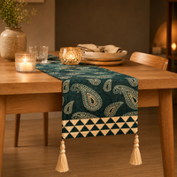 Dancing Paisley Table Runner - Teal