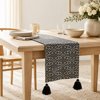 Black & White Table Runner with Tassels
