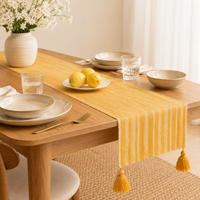 Mustard & Silver Striped Table Runner