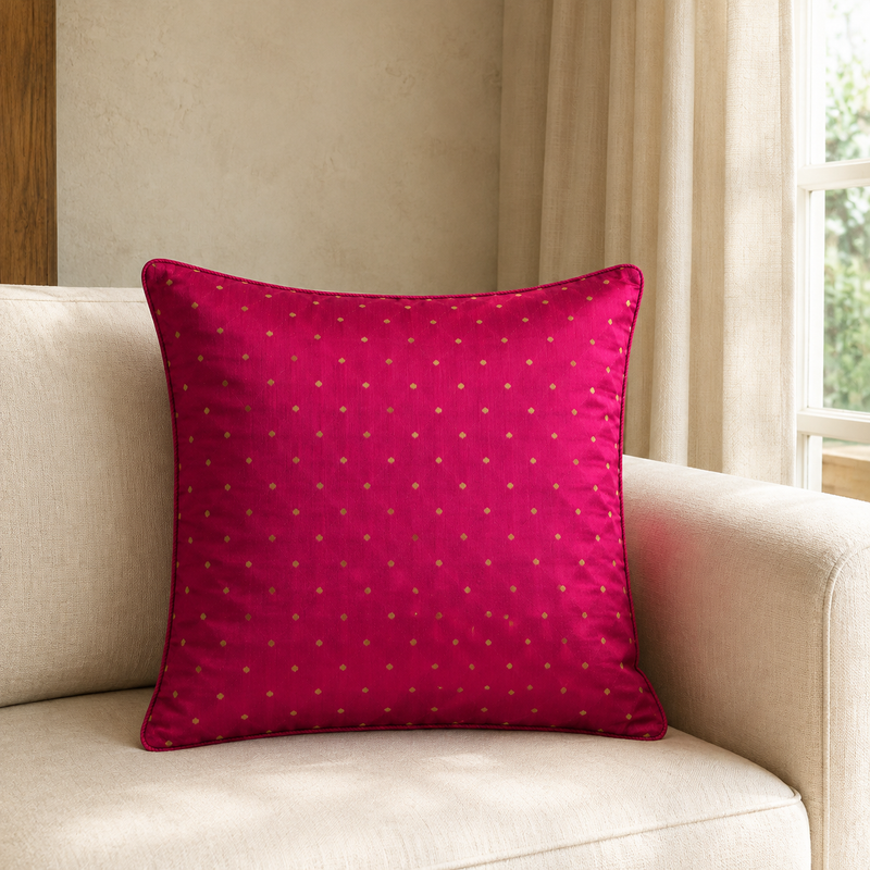 Gold Dot Cushion - Magenta Pink