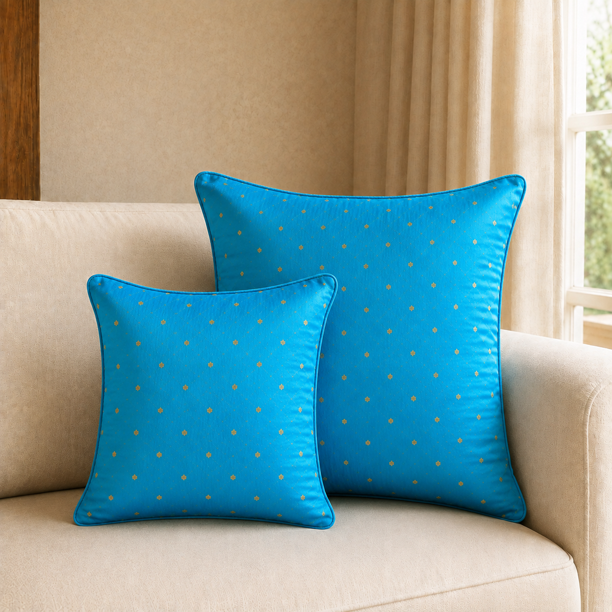 Gold Dot Cushion - Turquoise