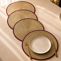 Spelt Shimmer Mats & Scalloped Napkins Set – Maroon