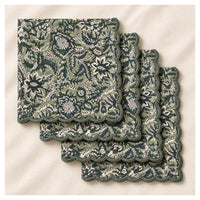 Floral Scalloped Cotton Napkins – Sage