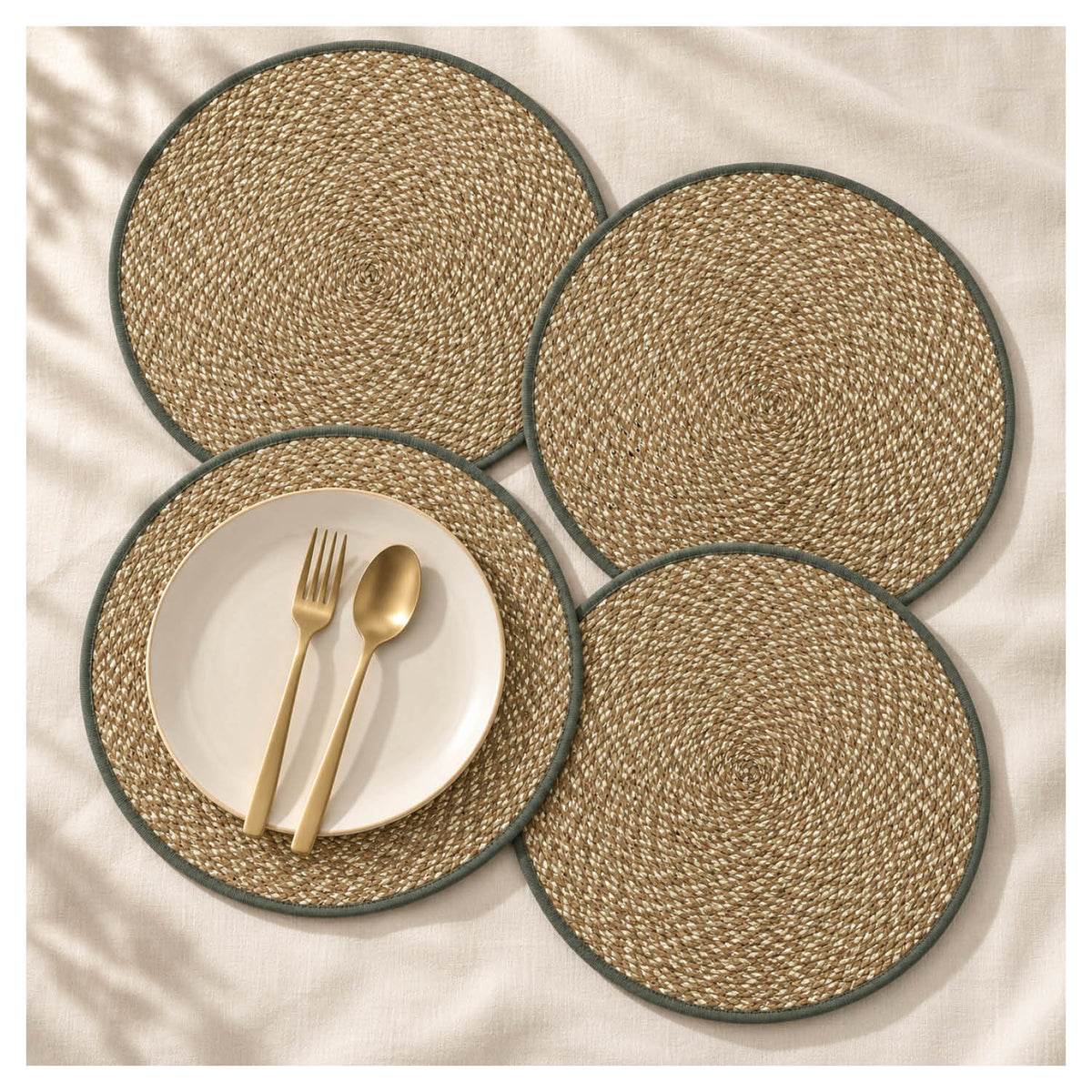 Spelt Shimmer Round Table Mats - Sage