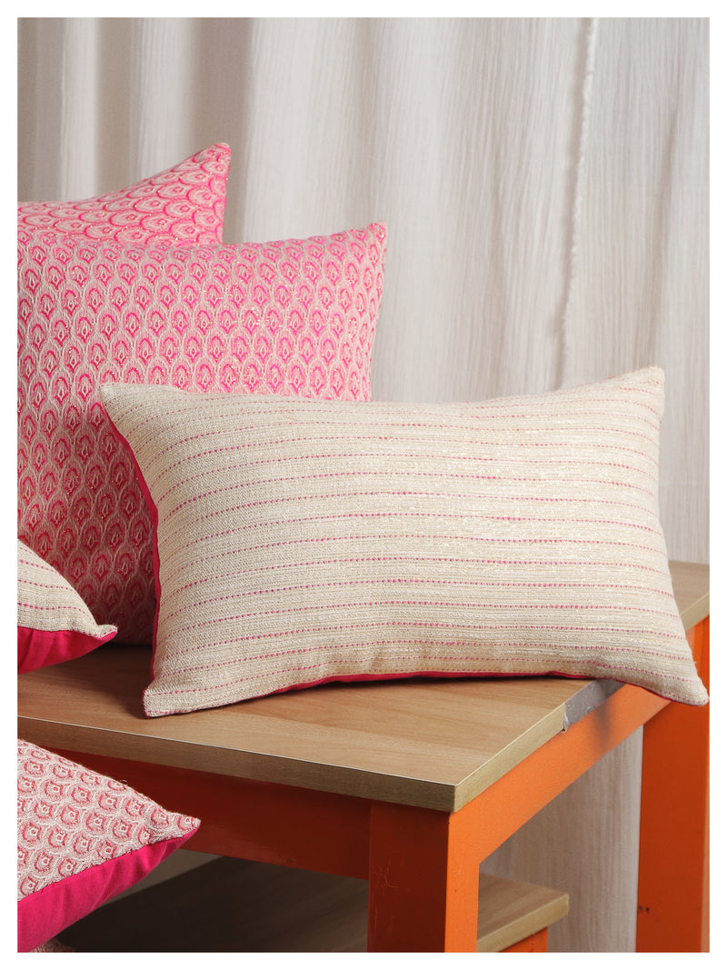 Soft Gold Lumbar Pillow with Pink Specks