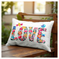 Vibrant Embroidery Love Cushion