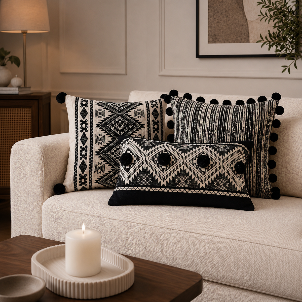 Monochrome Cushion Combo - Set of 3