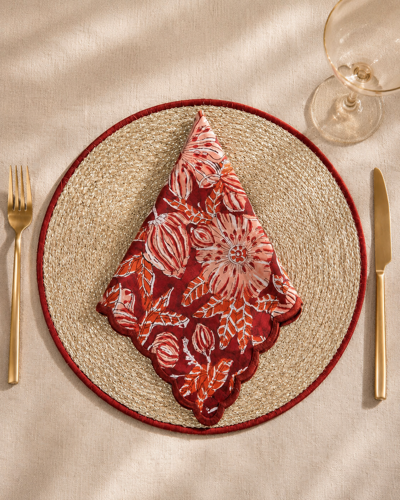 Spelt Shimmer Round Table Mats - Maroon