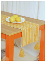 Mustard & Silver Striped Table Runner