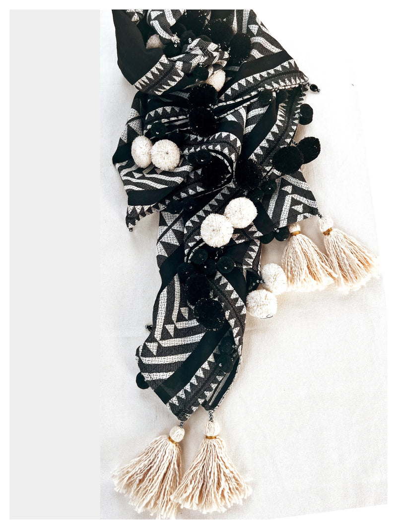 Embellished Cotton Stole - Black