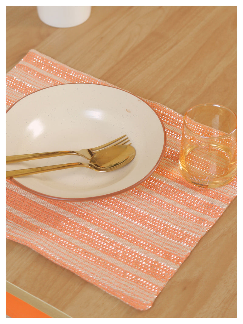 Peach & Silver Striped Table Mats