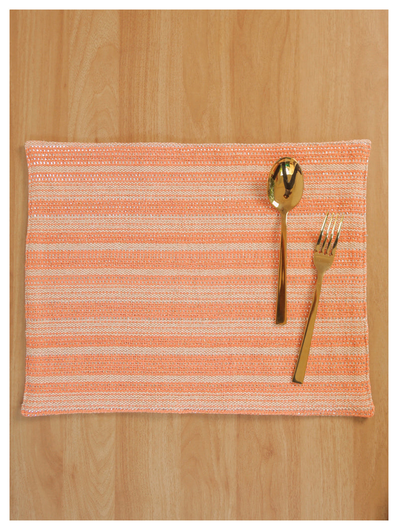 Peach & Silver Striped Table Mats