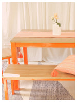 Peach & Silver Striped Table Runner