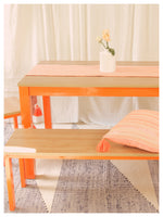 Peach & Silver Striped Table Runner