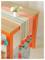 Tasseled Table Runner - Peach Pastels