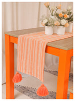 Peach & Silver Striped Table Runner