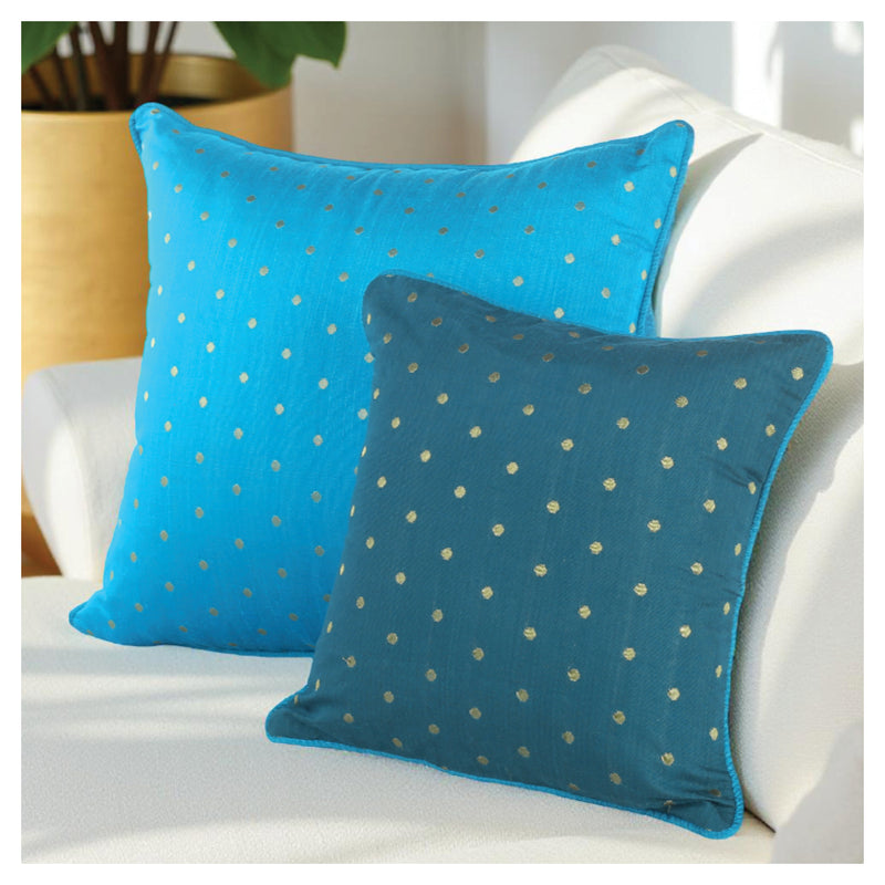 Gold Dot Cushion - Turquoise