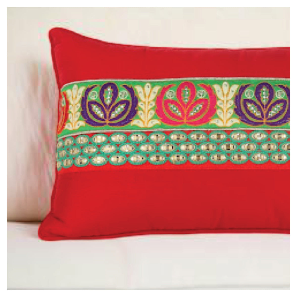 Nur Decorative Lumbar Cushion - Red