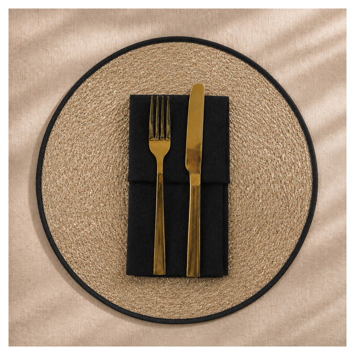 Spelt Shimmer Round Table Mats - Black
