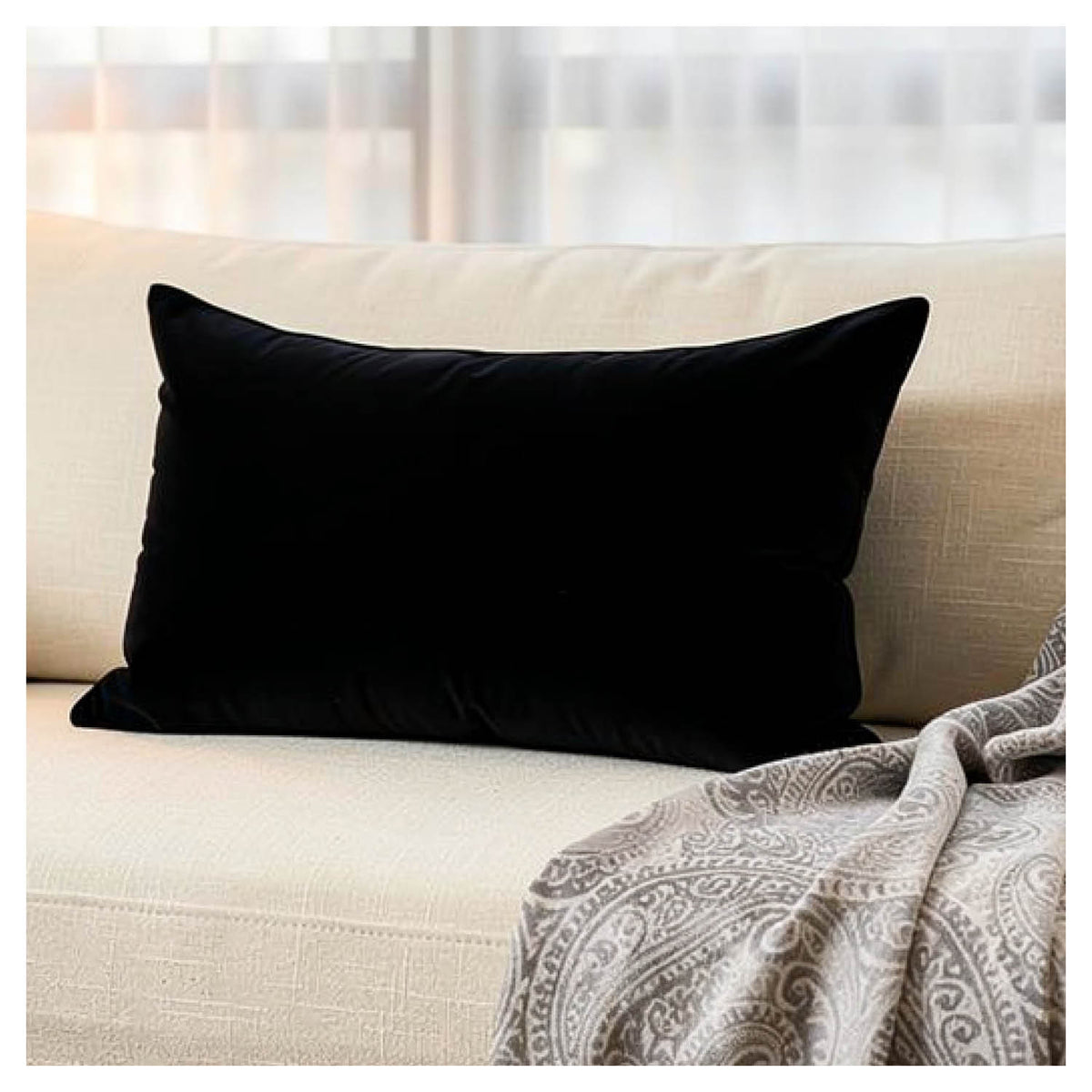 Velvet Lumbar Pillow - Black