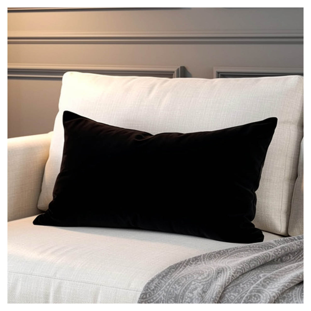 Velvet Lumbar Pillow - Black