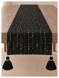 Gold Weave Table Runner – Black