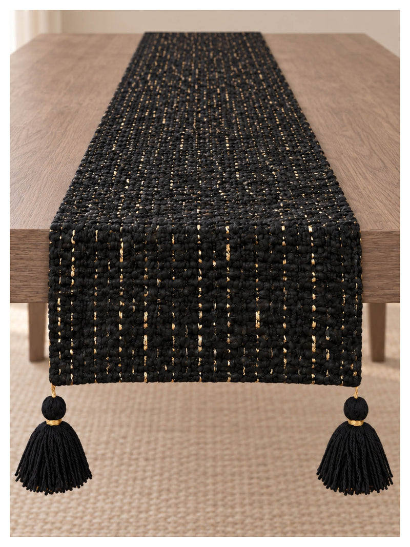 Gold Weave Table Runner – Black