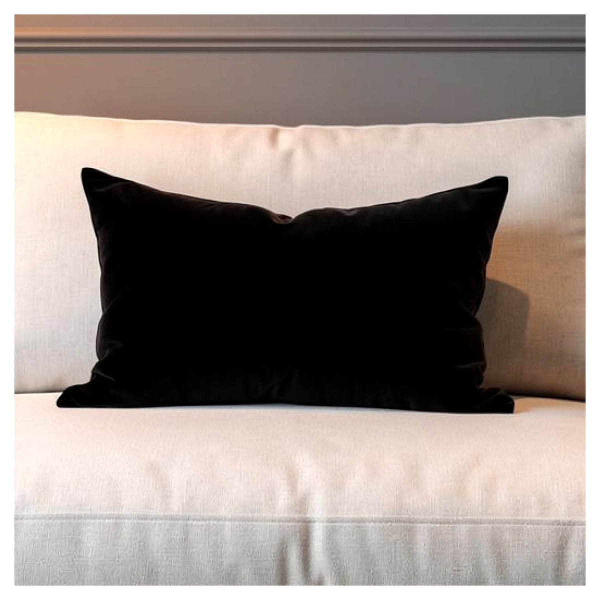 Velvet Lumbar Pillow - Black