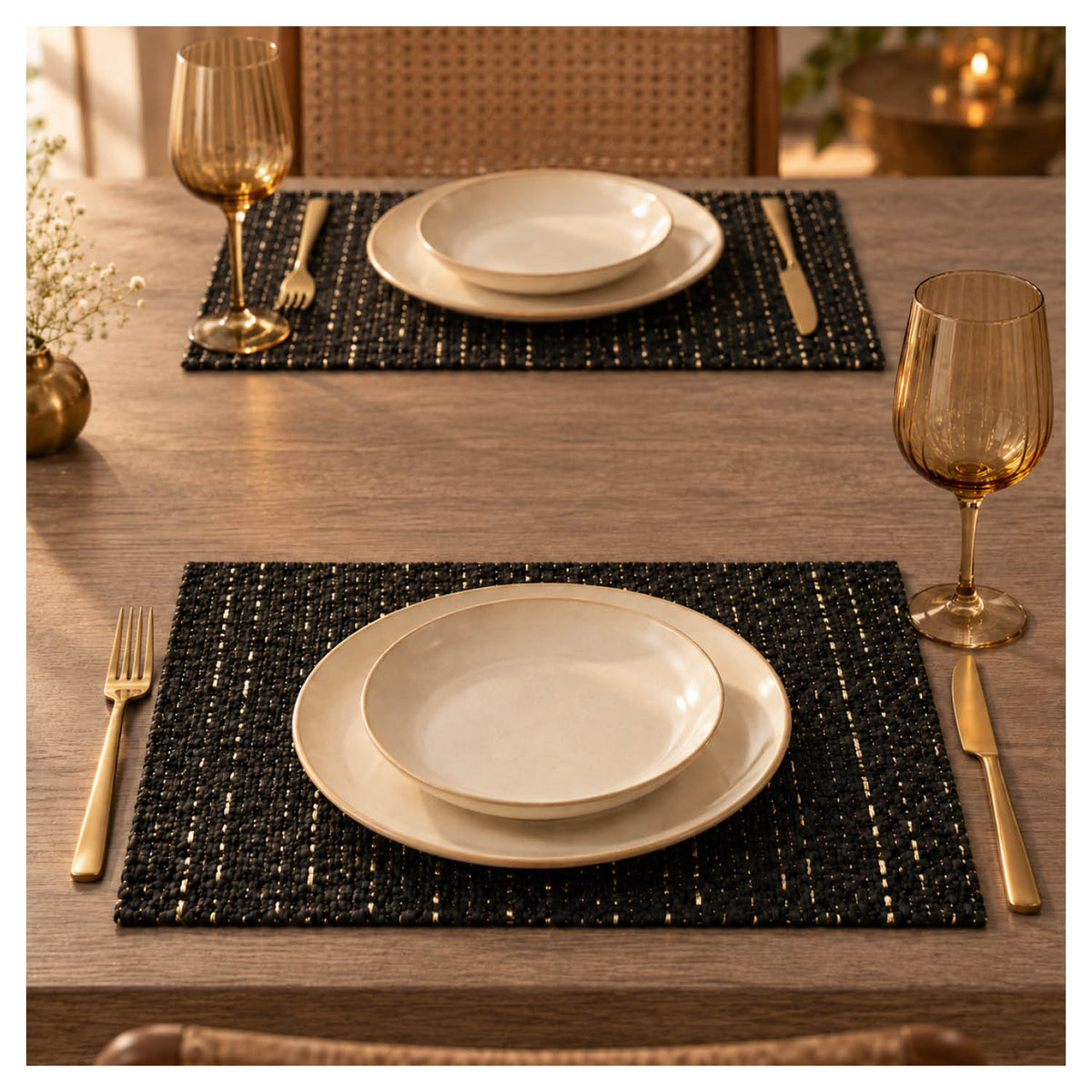 Gold Weave Placemats – Black