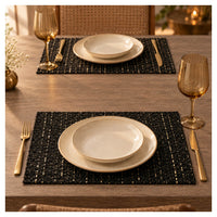 Gold Weave Placemats – Black