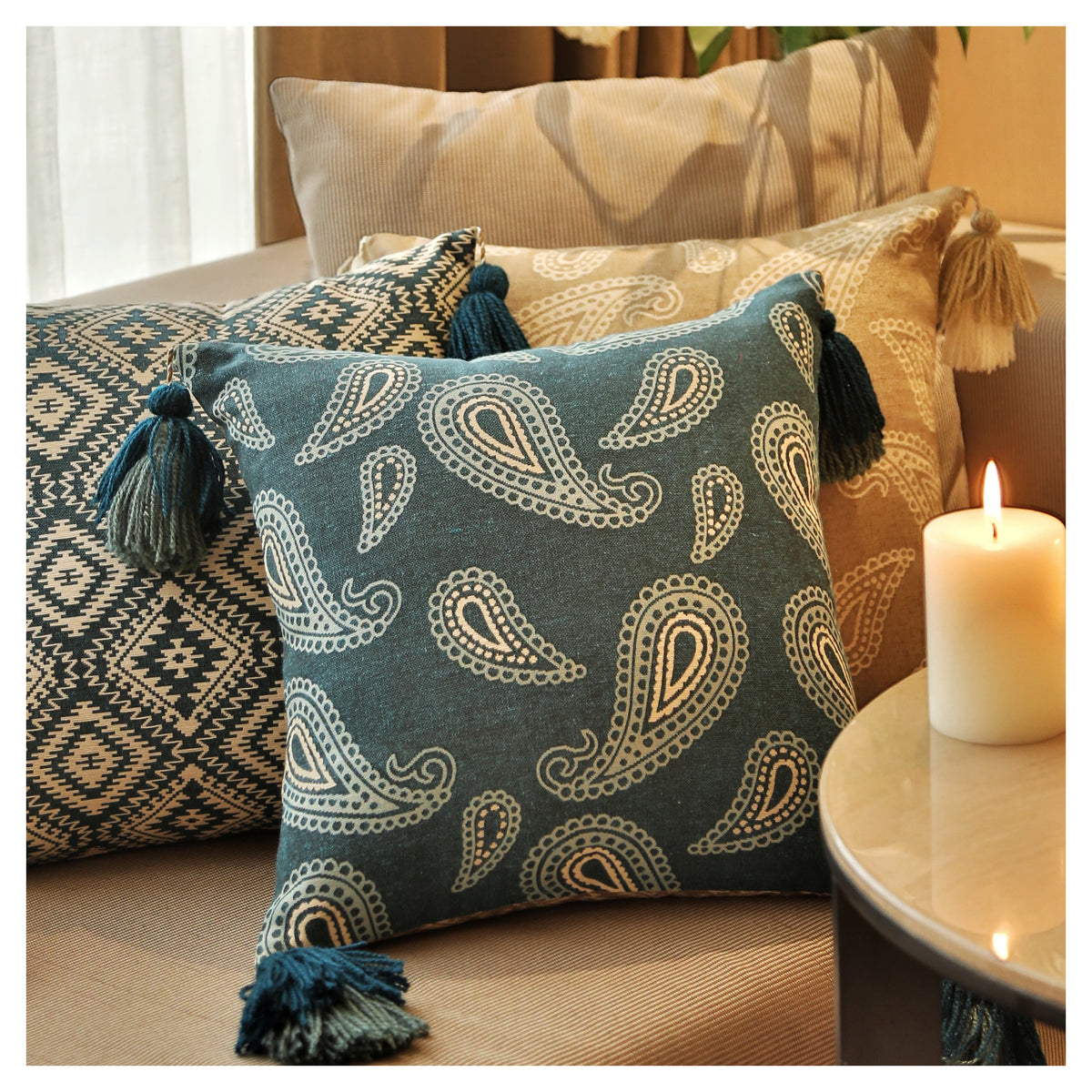 Paisley Jacquard  - Teal - Set of 2