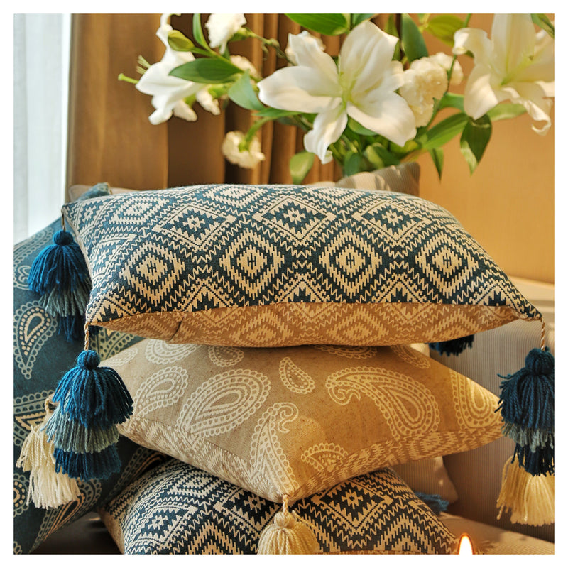 Diamond Jacquard Lumbar Pillow - Teal