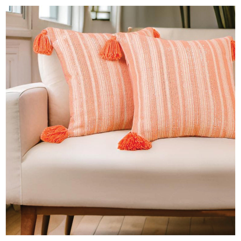Sunlit Stripes Cushion - Peach - Set of 2