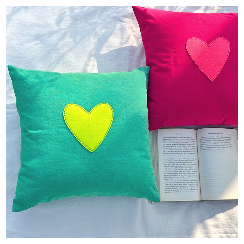 My Whole Heart Cushion - Sea Green