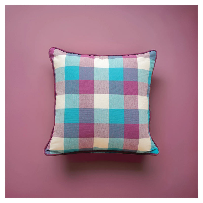 Medium Checkered Autumn Cushion - Violet Bloom - Set of 2