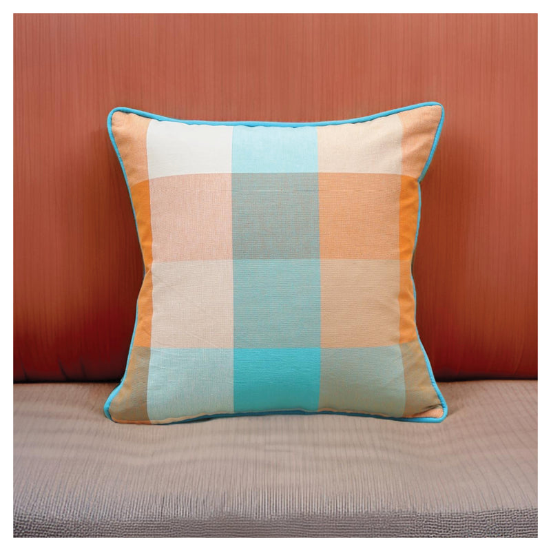 Big Checkered Autumn Cushion - Harvest Orange - Set of 2