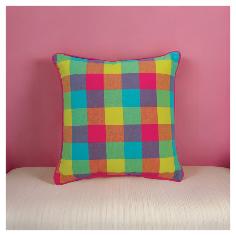 Medium Checkered Summer Cushion - Sorbet Pink - Set of 2