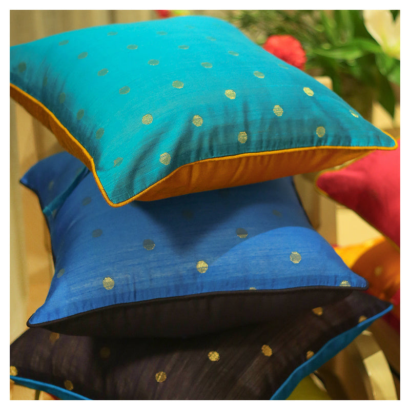 Blue Diya Cushions - Set of 3