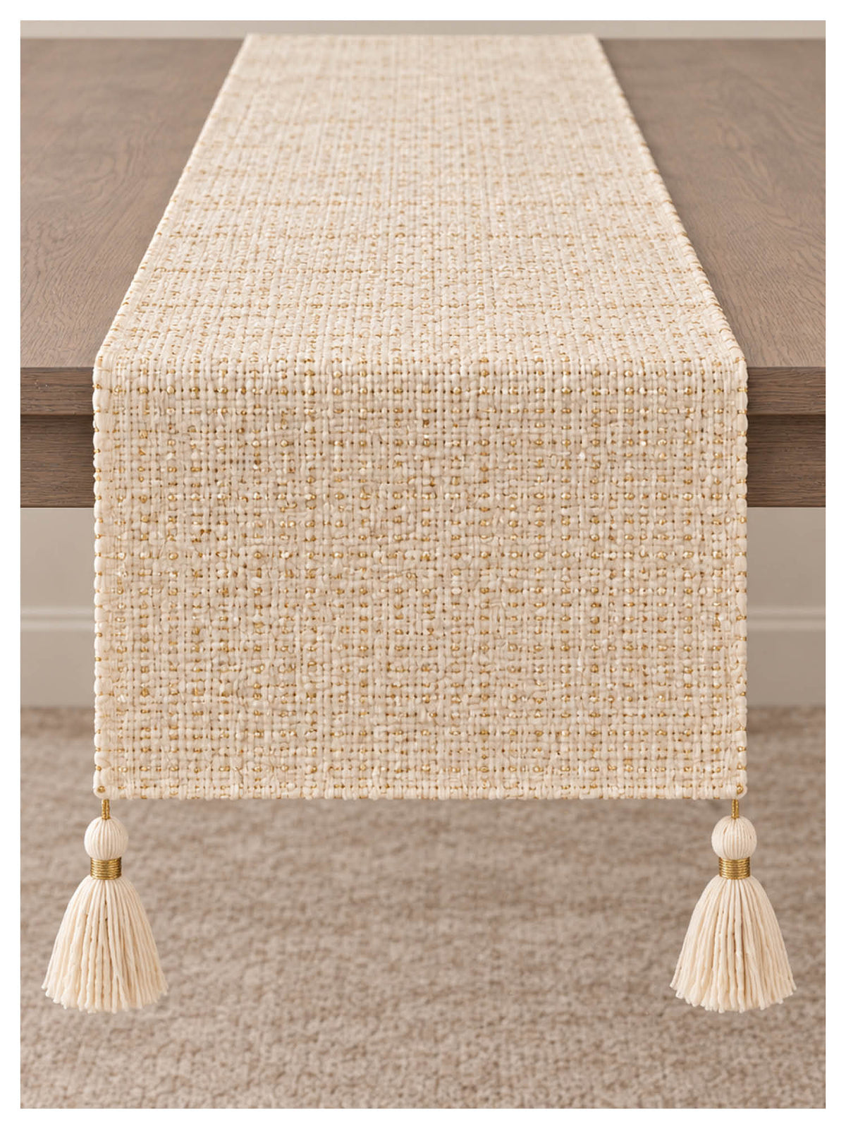 Gold Weave Table Runner – Ivory