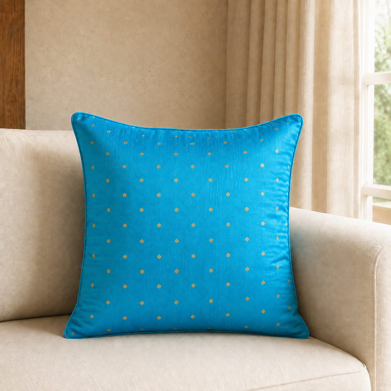 Gold Dot Cushion - Turquoise