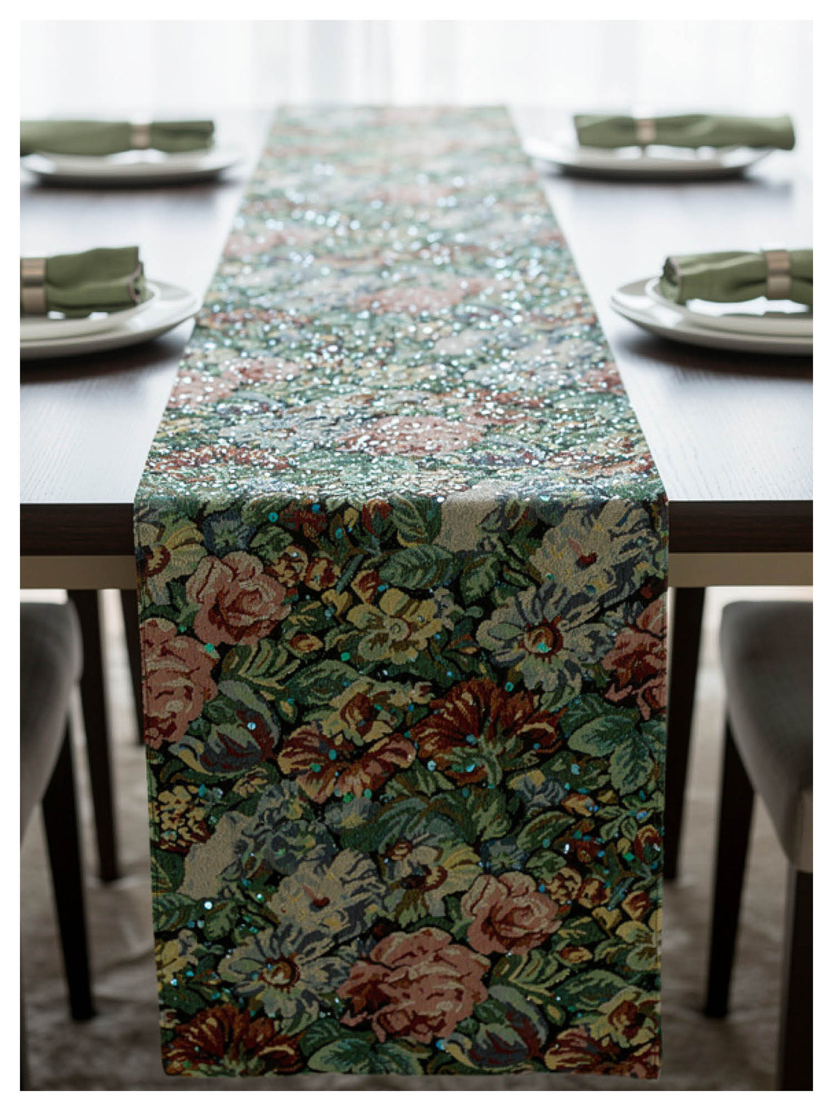 Wildflower Table Runner - Green Meadow