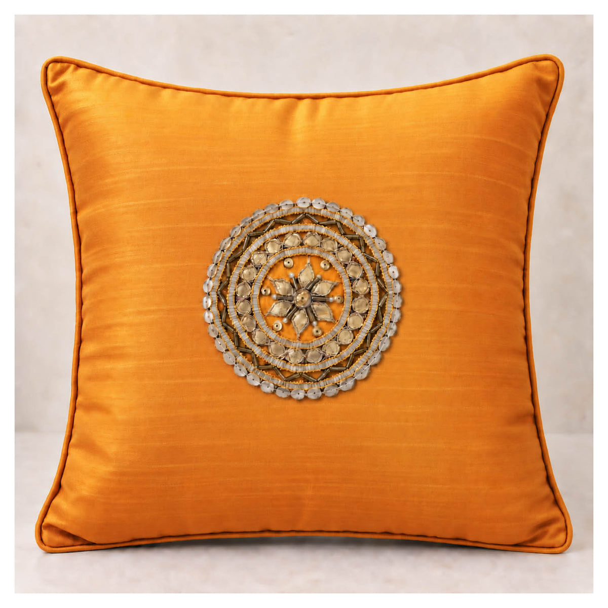 Gota Motif Cushion - Golden Yellow